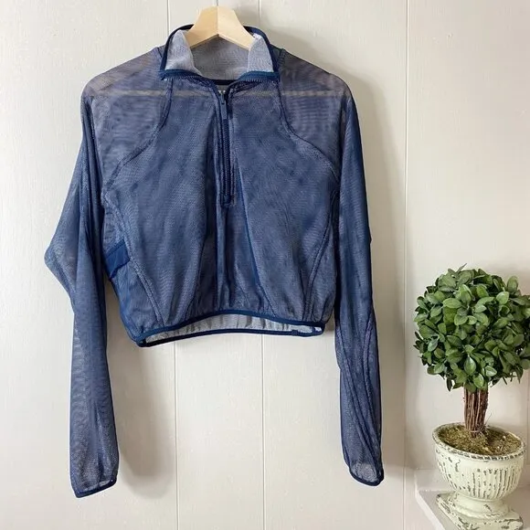 Lululemon Reversible Mesh 1/2 Zip True Navy / Dark Chrome One Size