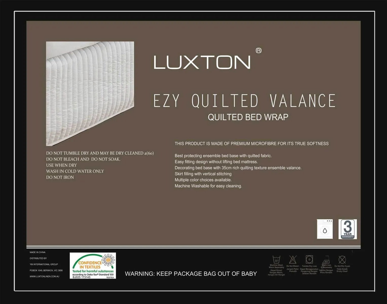 Luxton Ezy Quilted Valance - Grey