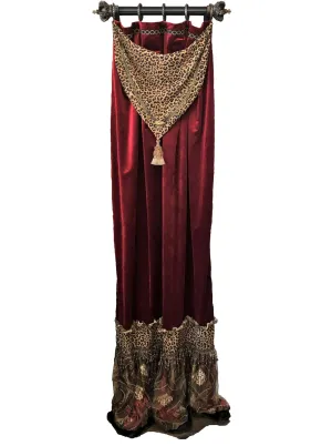 Luxury Velvet Drapery Panel with Leopard Print Swag Valance