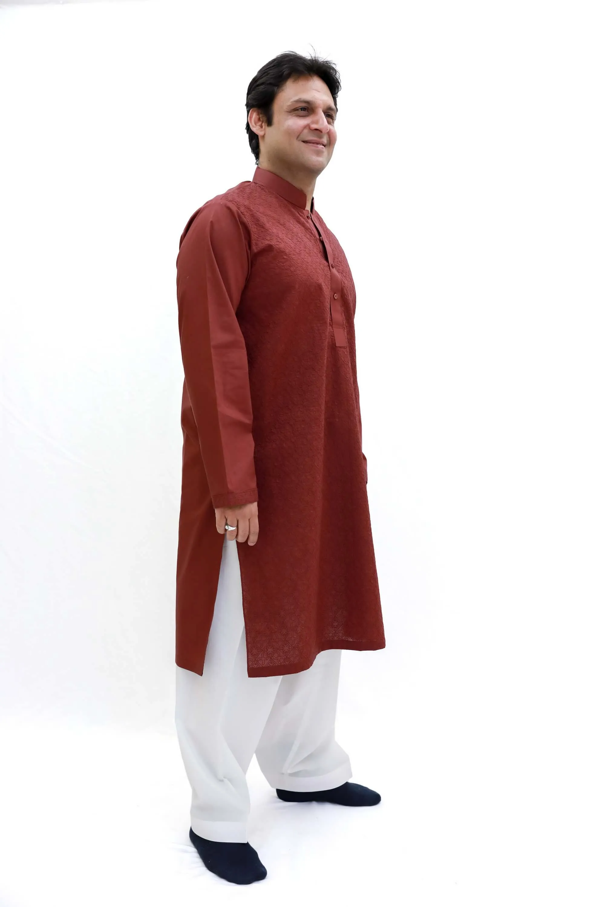 Maroon Cotton Embossed Shirt