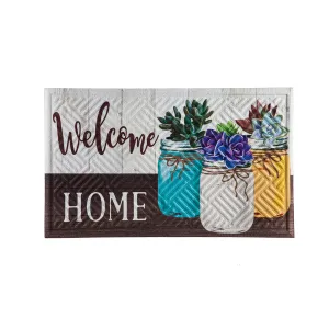 Mason Jar Succulents Embossed Floor Mat,41em2587