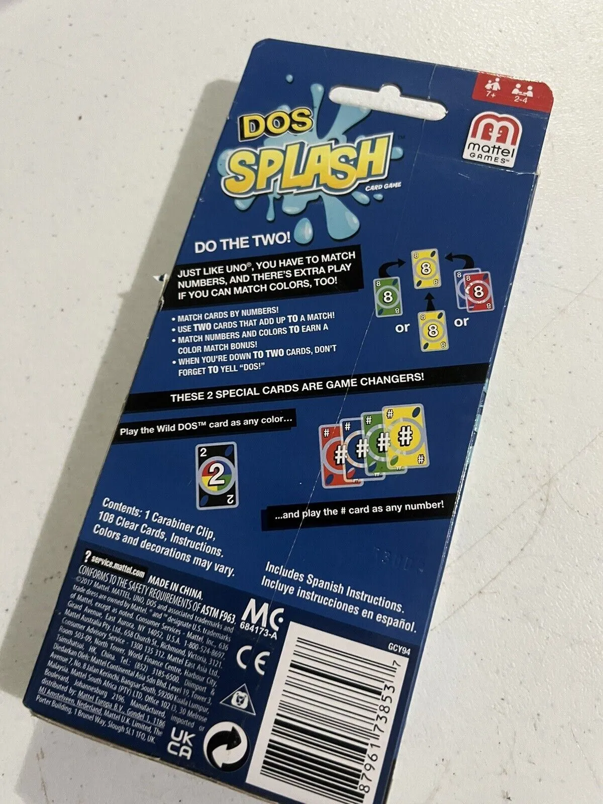Mattel Games UNO Dos Splash Card Game, Multicolor Waterproof