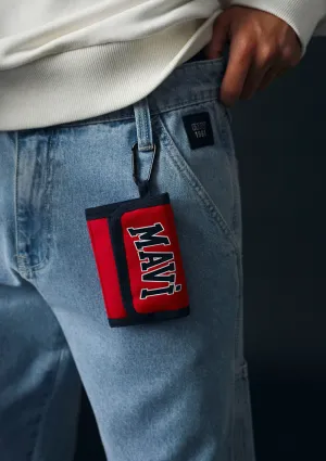 Mavi Logo Printed Burgundy Wallet