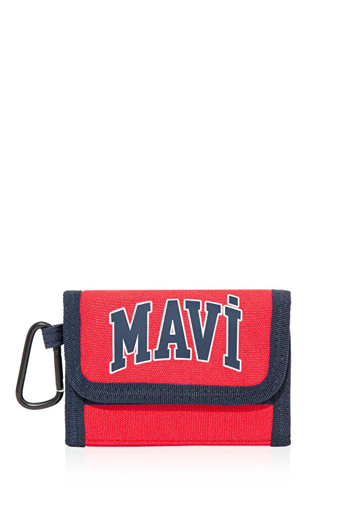 Mavi Logo Printed Burgundy Wallet