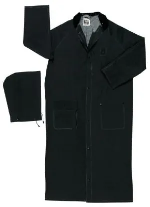 MCR Safety Classic Plus Rider Rain Coat, 0.35 mm PVC/Polyester, Black, 60 in 4X-Large, 267CX4
