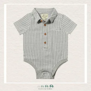 Me & Henry Grey/White Stripe Gauze Helford Woven Diaper Shirt