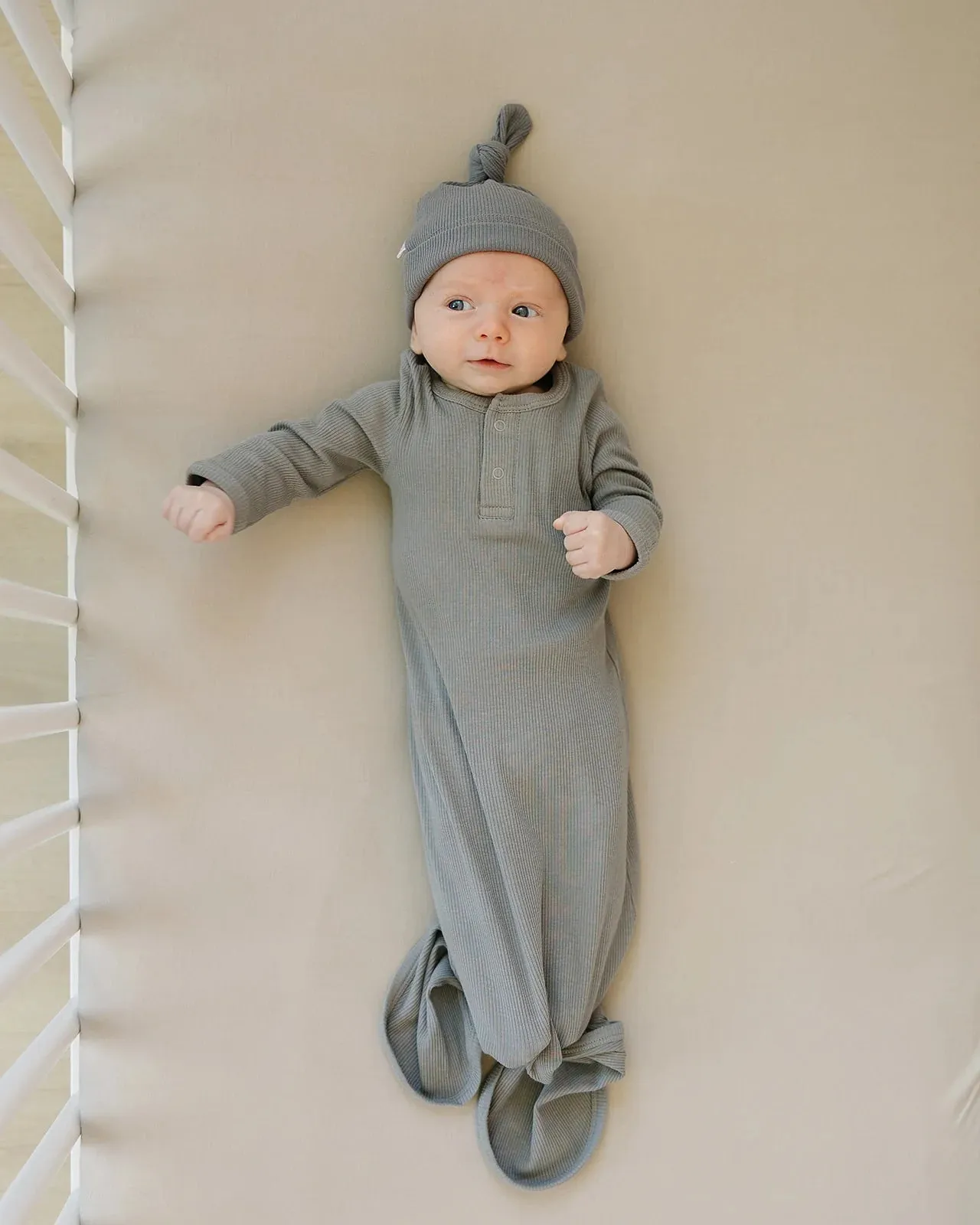 Mebie Baby Ribbed Knotted Gown