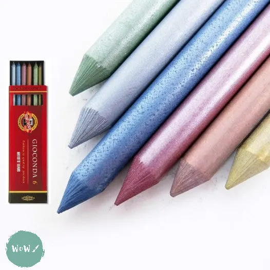 MECHANICAL CLUTCH PENCIL - 5.6mm - LEADS - Koh-i-noor Gioconda 6 x Assorted Metallic Leads