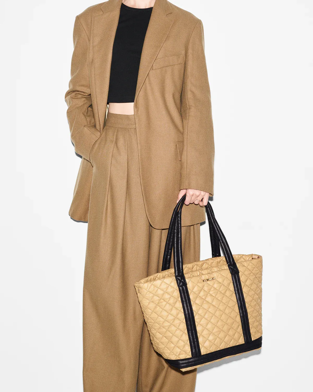 Medium Empire Tote | Camel Black