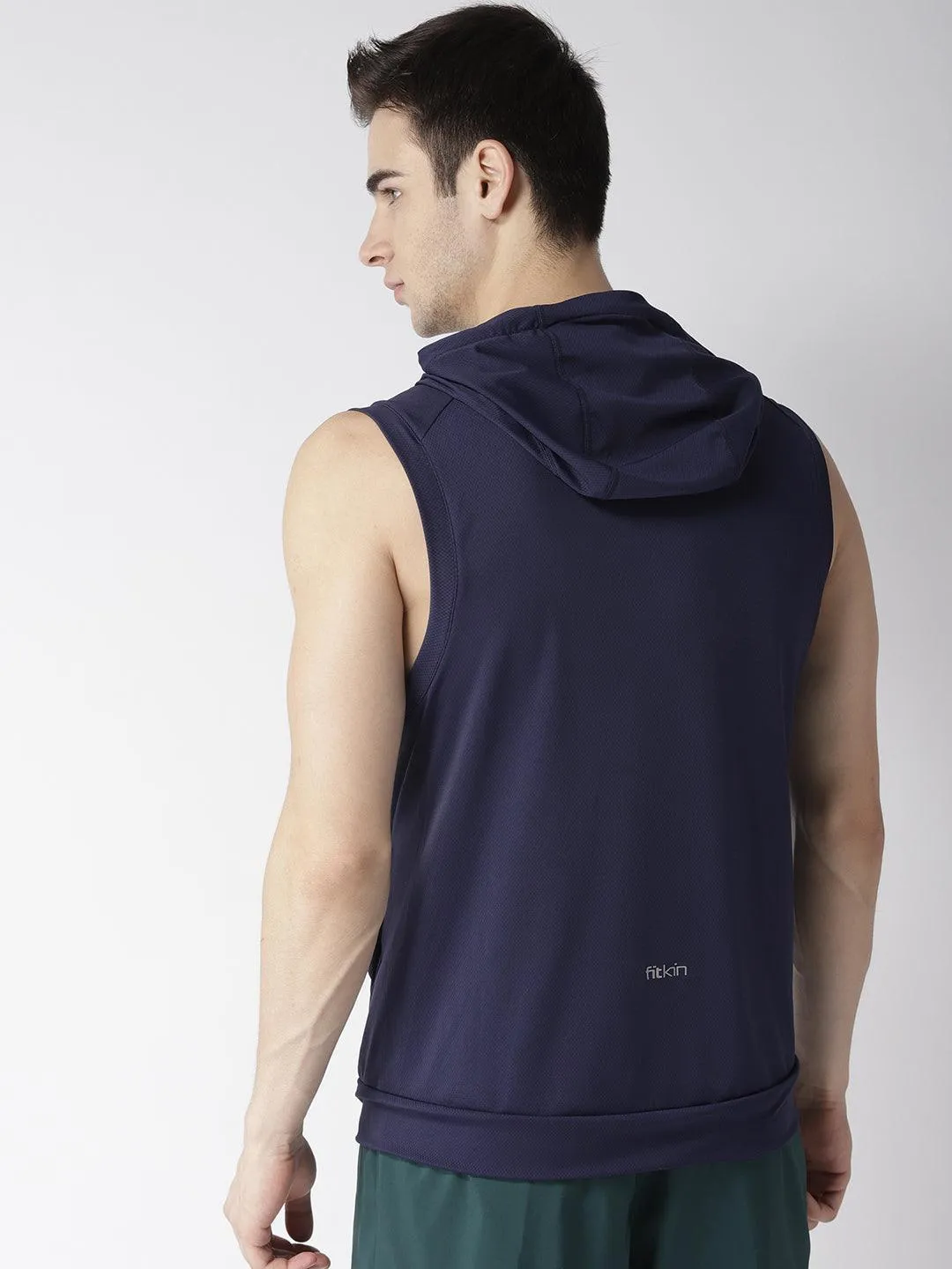 Men's Training Tank Navy Sleeveless Hoodie