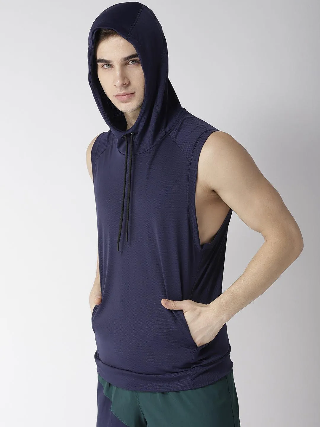 Men's Training Tank Navy Sleeveless Hoodie