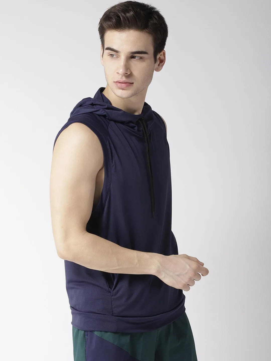 Men's Training Tank Navy Sleeveless Hoodie