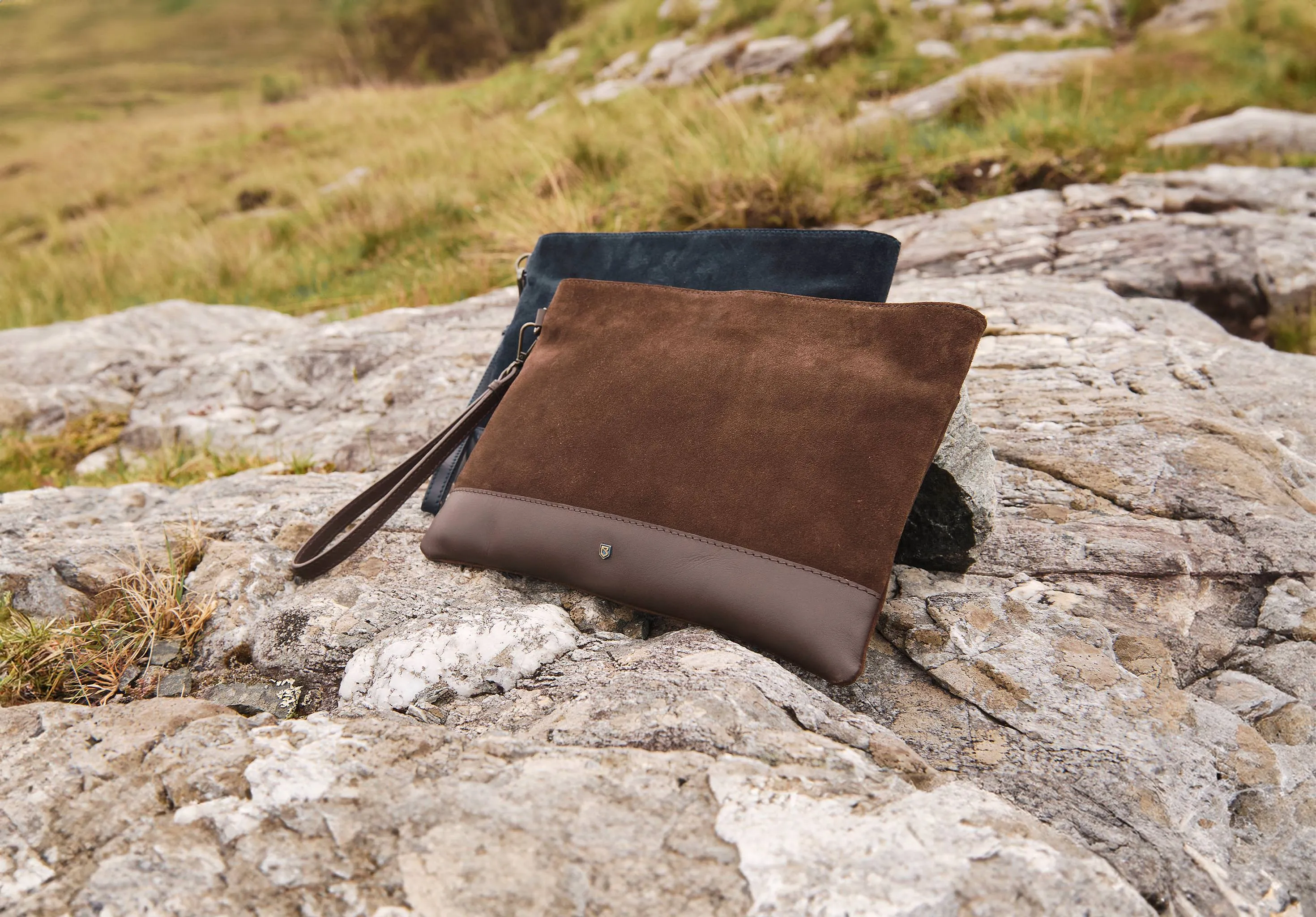 Millymount Ladies Suede Clutch - Cigar