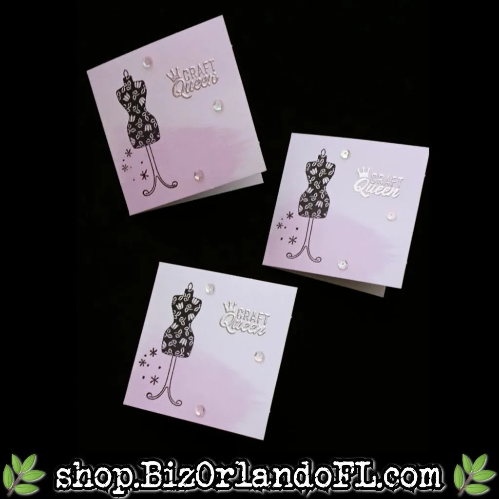 MINI CARDS: Craft Queen Handcrafted Embossed Greeting Cards Set of 3 by Kathryn McHenry