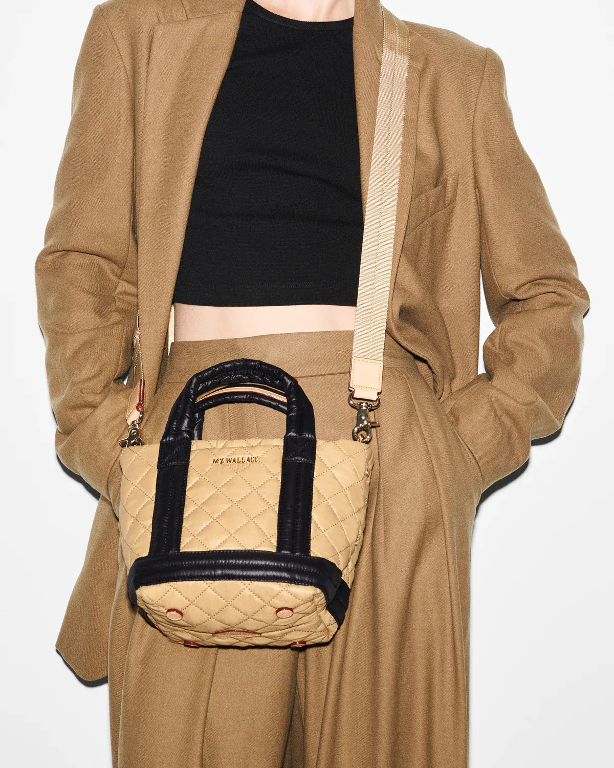 Mini Empire Tote | Camel Black