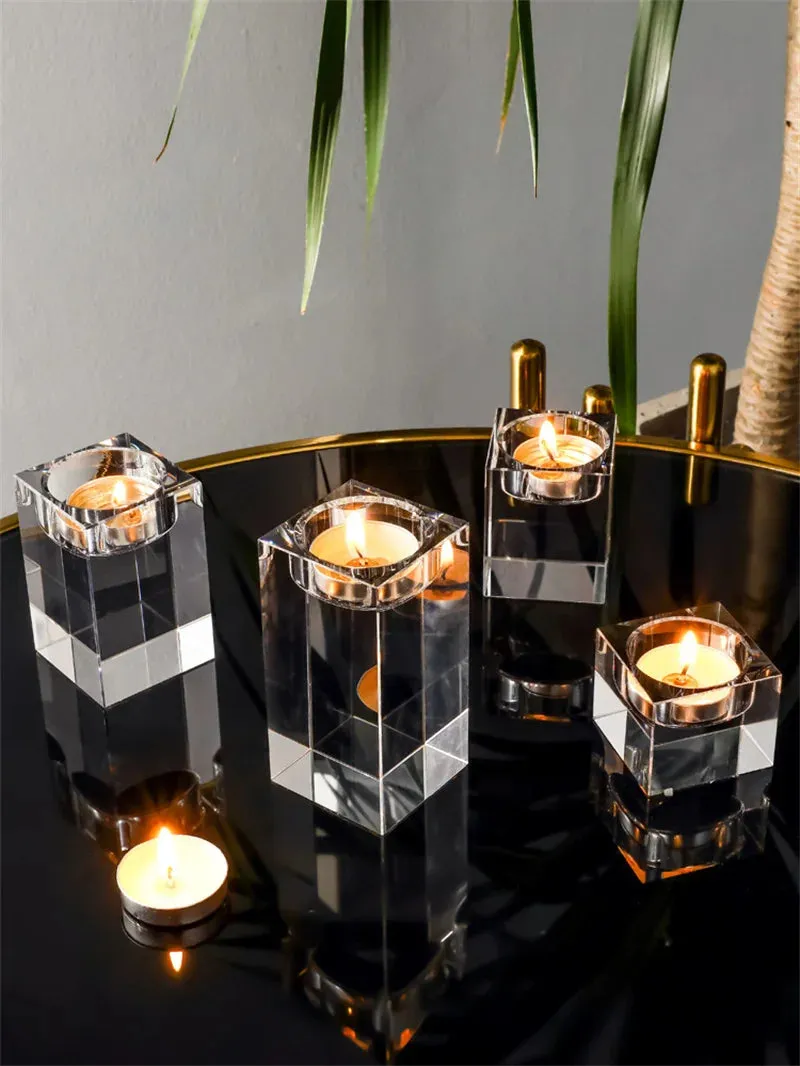 Modern Crystal Glass Candle Holders - Romantic Decor