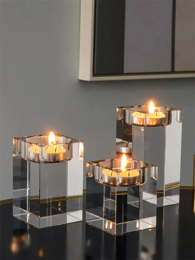 Modern Crystal Glass Candle Holders - Romantic Decor