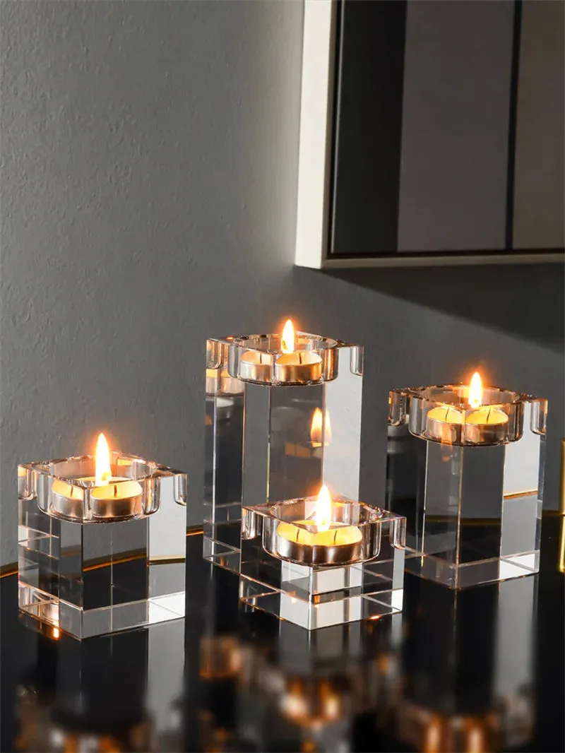 Modern Crystal Glass Candle Holders - Romantic Decor