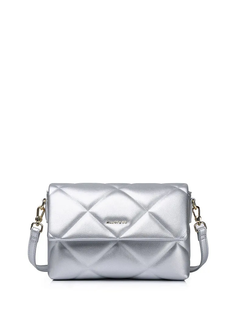 Moon Like U Quilted Flap Crossbody (Silver)