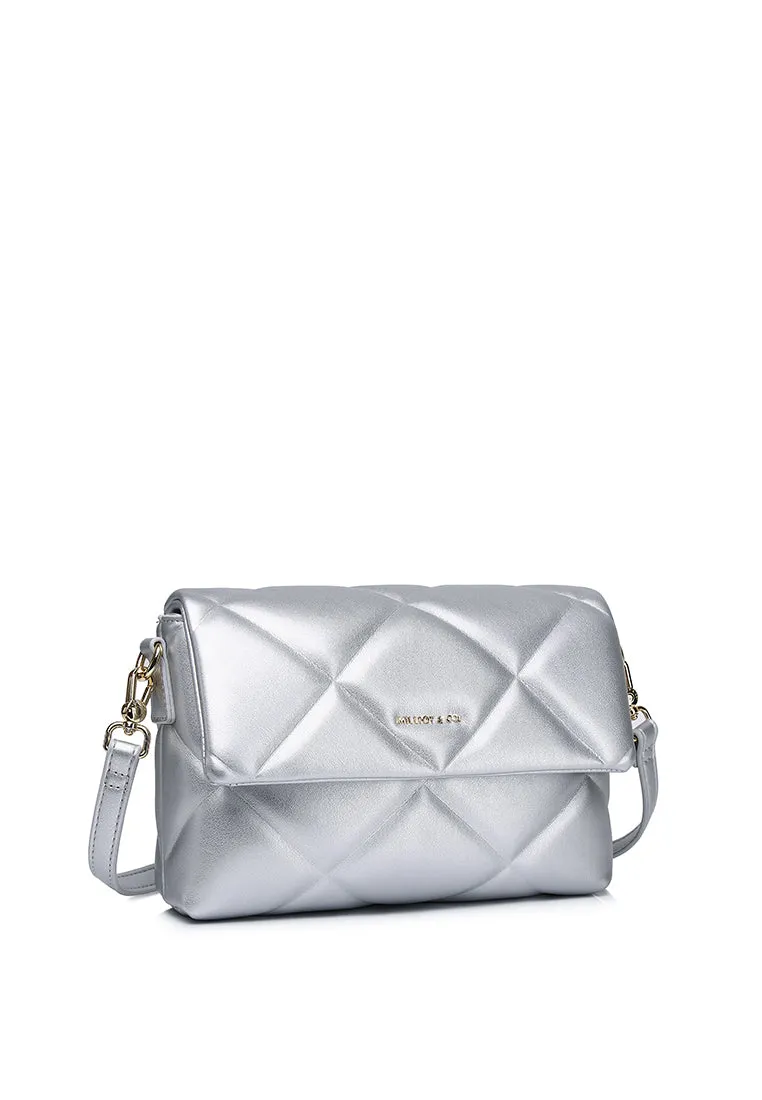 Moon Like U Quilted Flap Crossbody (Silver)