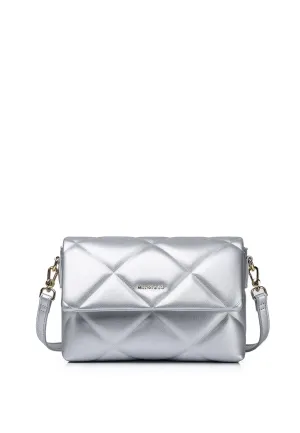 Moon Like U Quilted Flap Crossbody (Silver)