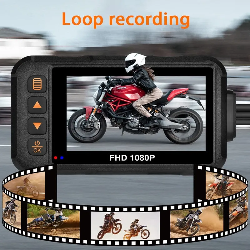 Motorcycle DVR Dash Cam 1080P 720P Full HD Front Rear View Waterproof Motorcycle Camera 3-inch IPS screen  Logger Recorder Box
