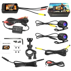 Motorcycle DVR Dash Cam 1080P 720P Full HD Front Rear View Waterproof Motorcycle Camera 3-inch IPS screen  Logger Recorder Box