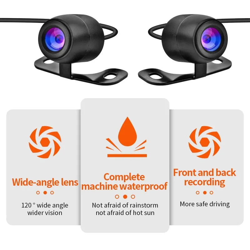 Motorcycle DVR Dash Cam 1080P 720P Full HD Front Rear View Waterproof Motorcycle Camera 3-inch IPS screen  Logger Recorder Box