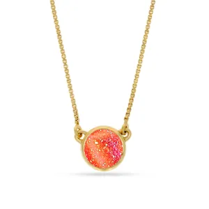 Natural Pearl Window Druzy 14k Vermeil Gold Cluster Necklace 18"