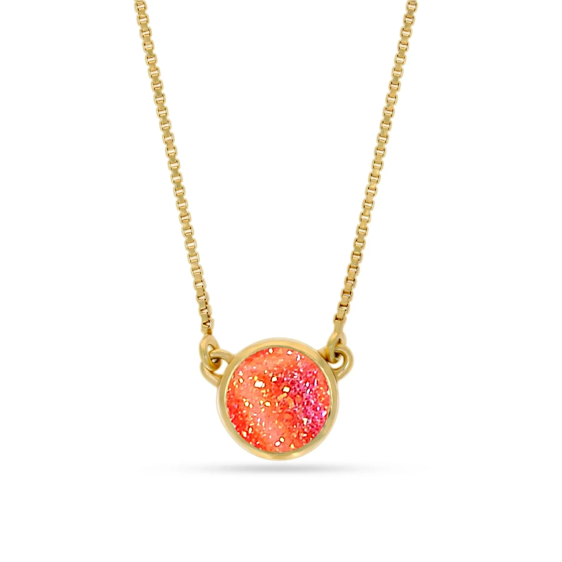 Natural Pearl Window Druzy 14k Vermeil Gold Cluster Necklace 18"