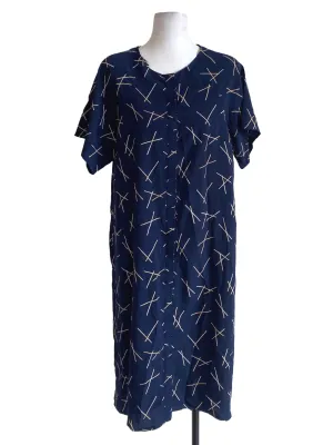 Navy Blue Patterned Shirt Dress