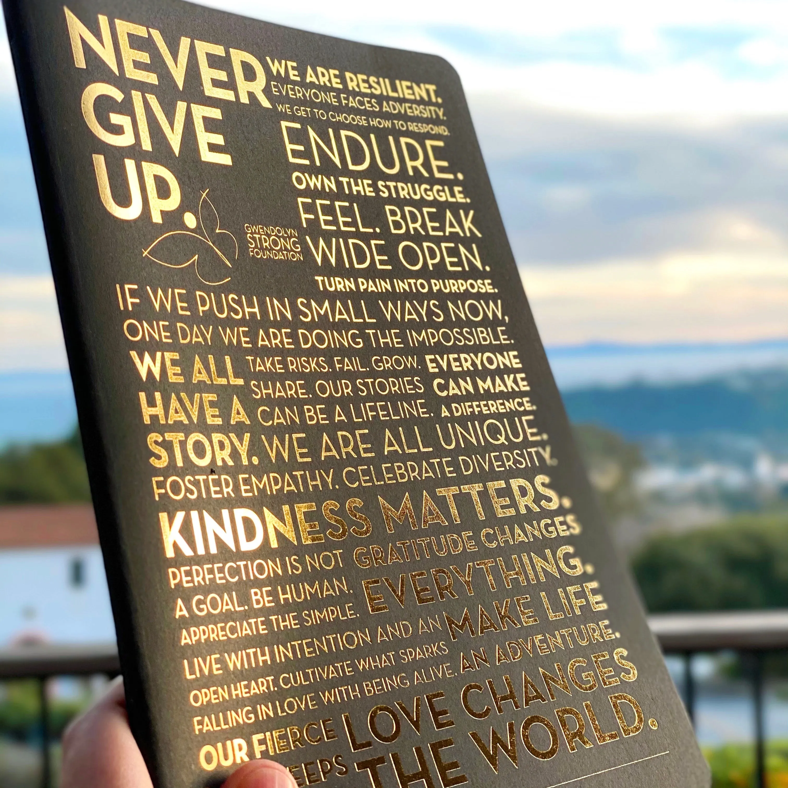 NEVER GIVE UP. MANTRA JOURNAL