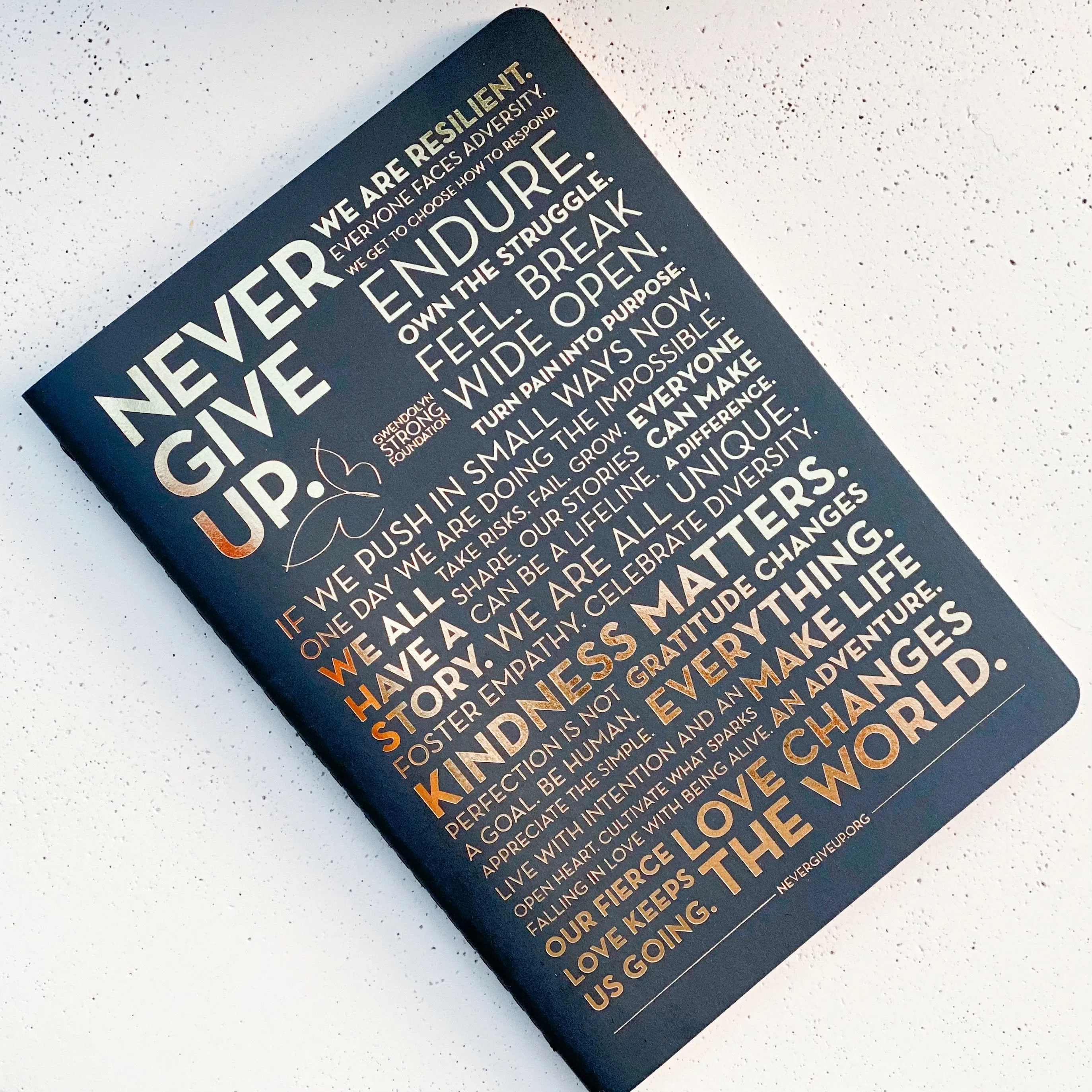 NEVER GIVE UP. MANTRA JOURNAL