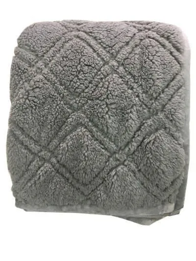 New hometrends Embossed Sherpa Throw Blanket, 50x60, Grey!