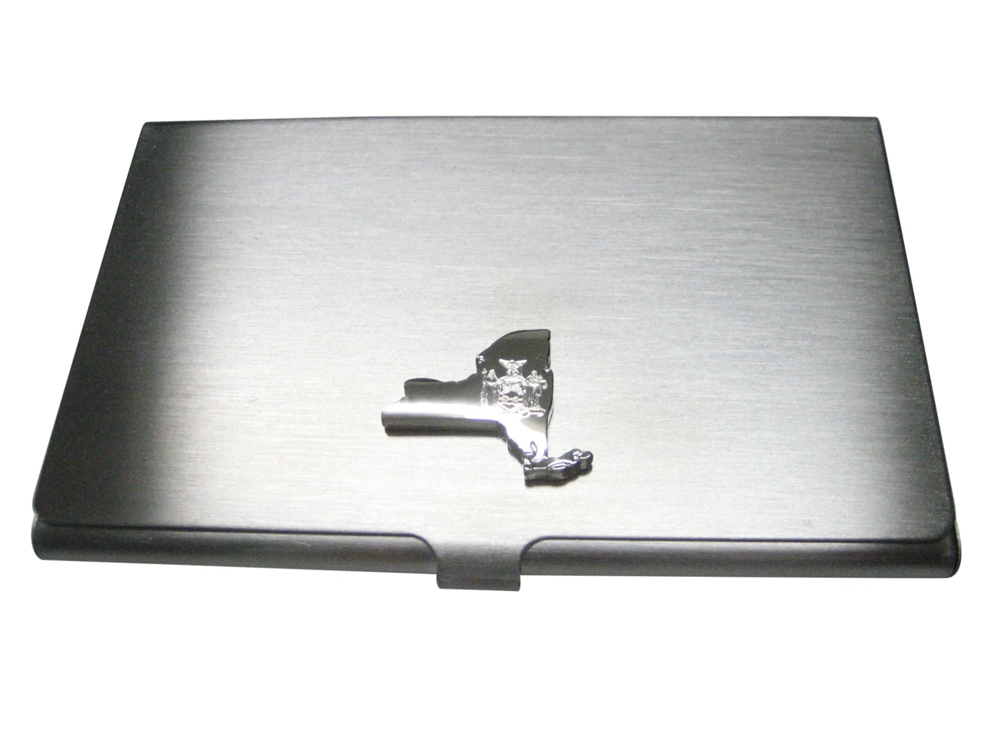 New York State Map Shape and Flag Design Business Card Holder