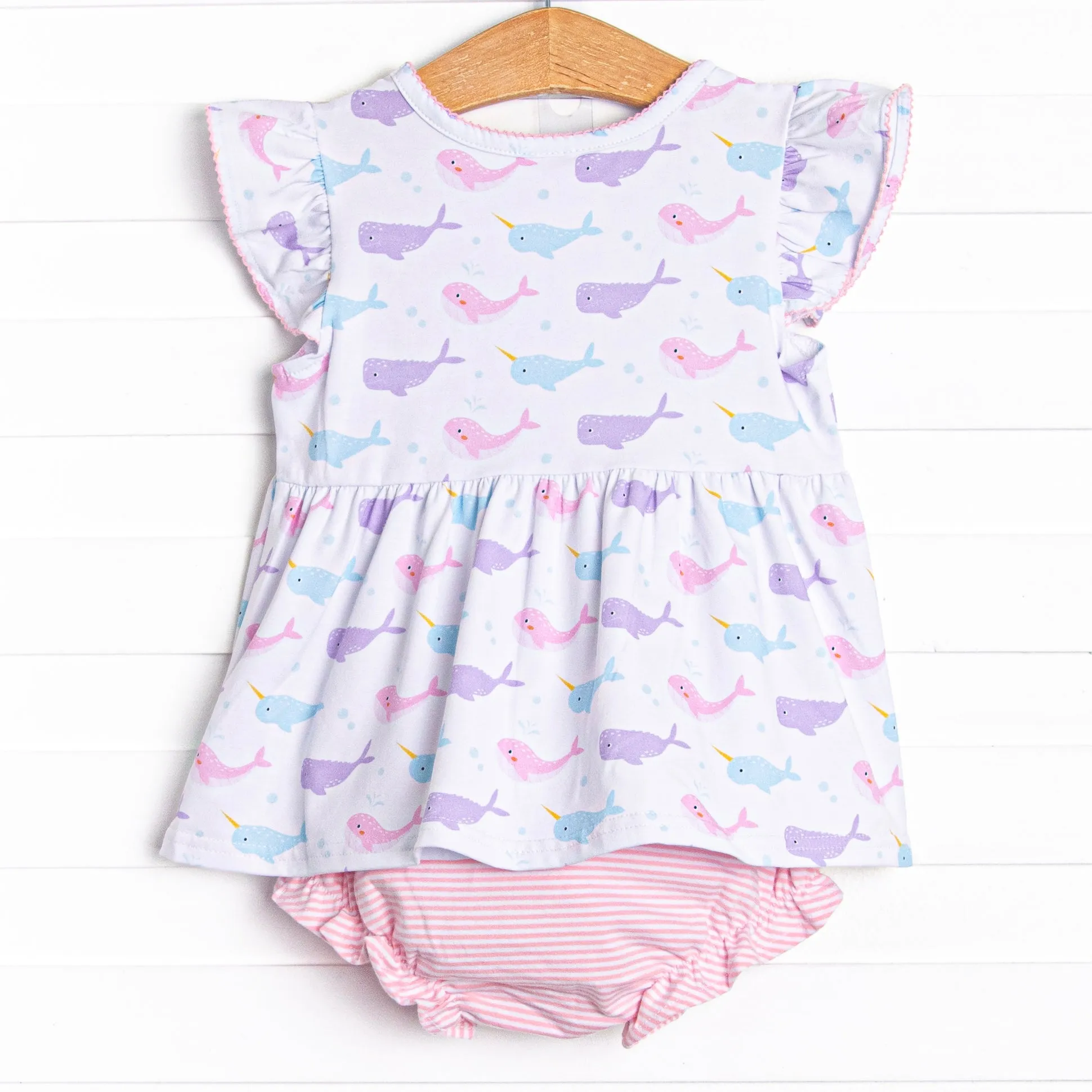 Nora Narwhal Diaper Set, Pink