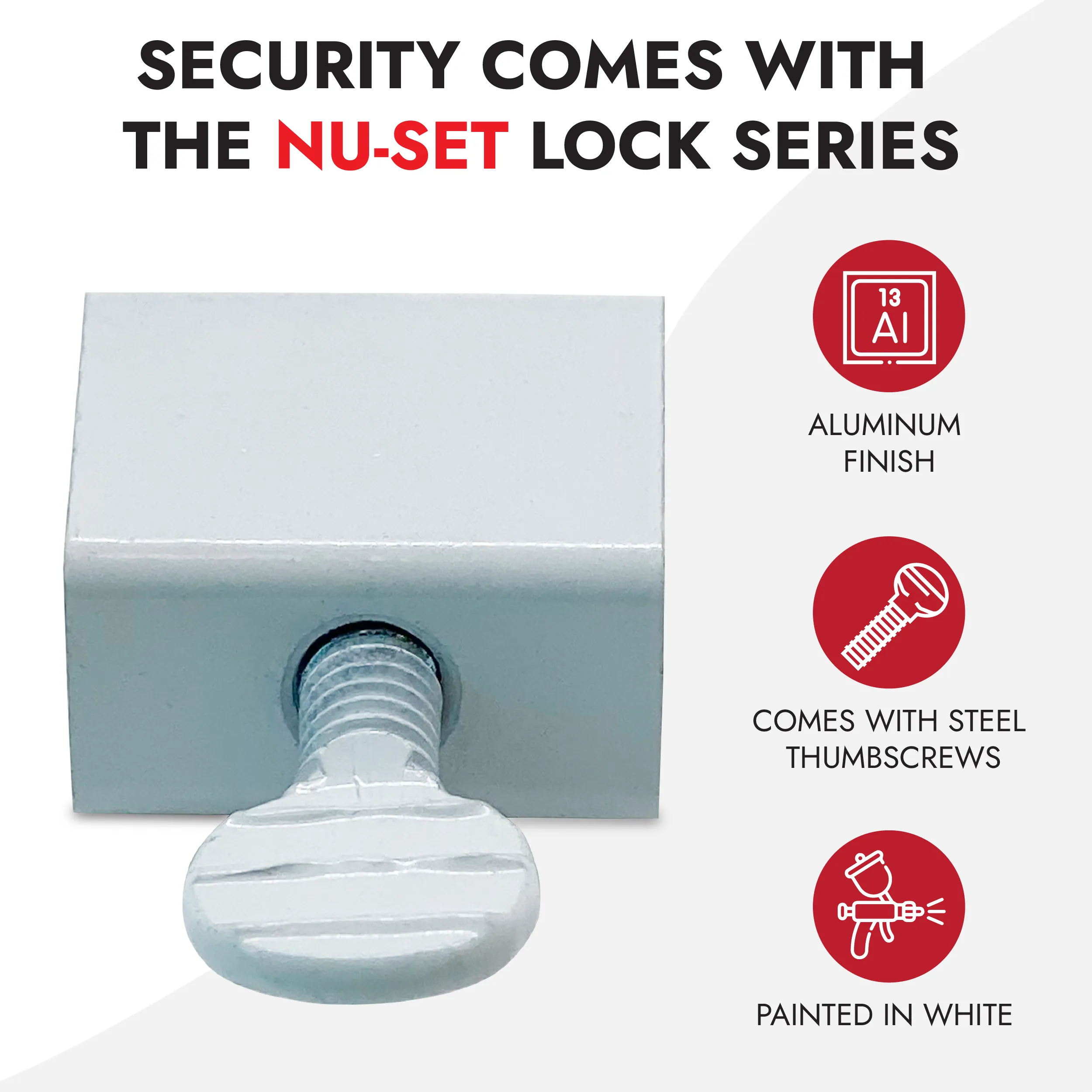 NUSET Sliding Window Lock, Thumbscrew, White