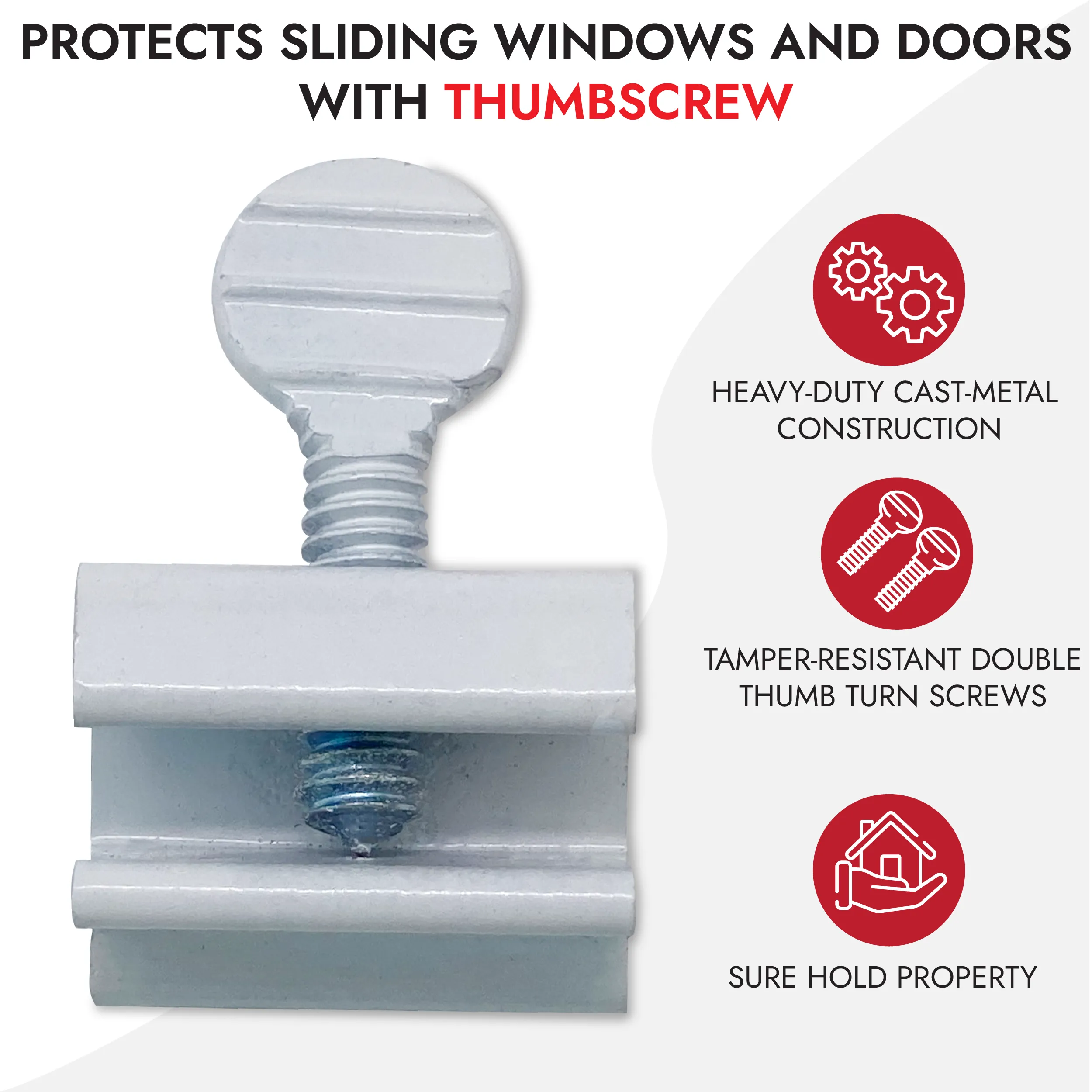 NUSET Sliding Window Lock, Thumbscrew, White