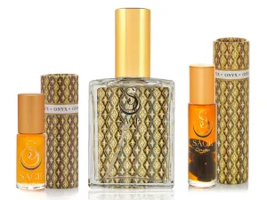 OBSESSION ~ ONYX Gemstone Perfume Oil Concentrate Roll-Ons and Eau de Toilette Gift Set by Sage