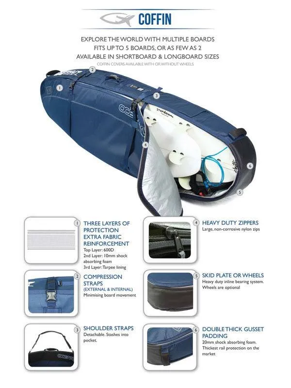 Ocean & Earth Quad Coffin Shortboard Bag - 6'6"