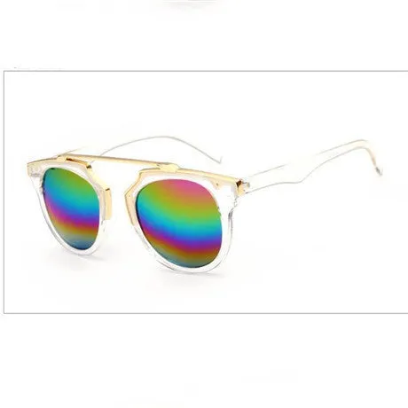 Oculos De Sol feminino The Sunglasses Women Retro Reflective Sunglasses Color Film