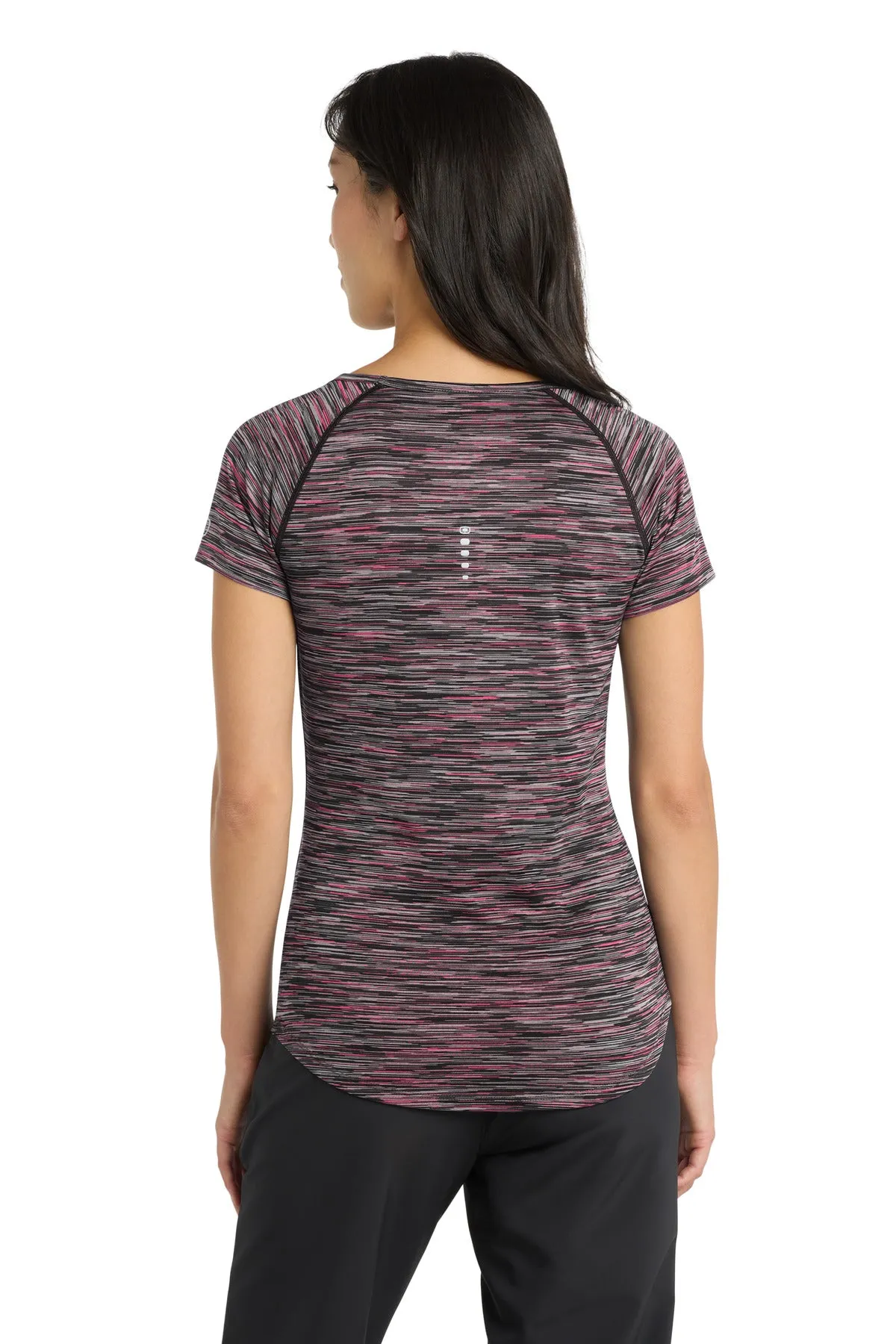 OGIO  Women's Verge Scoop Neck. LOE326 Fierce Coral Space Dye
