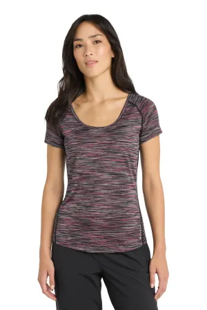 OGIO  Women's Verge Scoop Neck. LOE326 Fierce Coral Space Dye