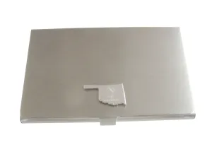 Oklahoma State Map Shape and Flag Design Business Card Holder