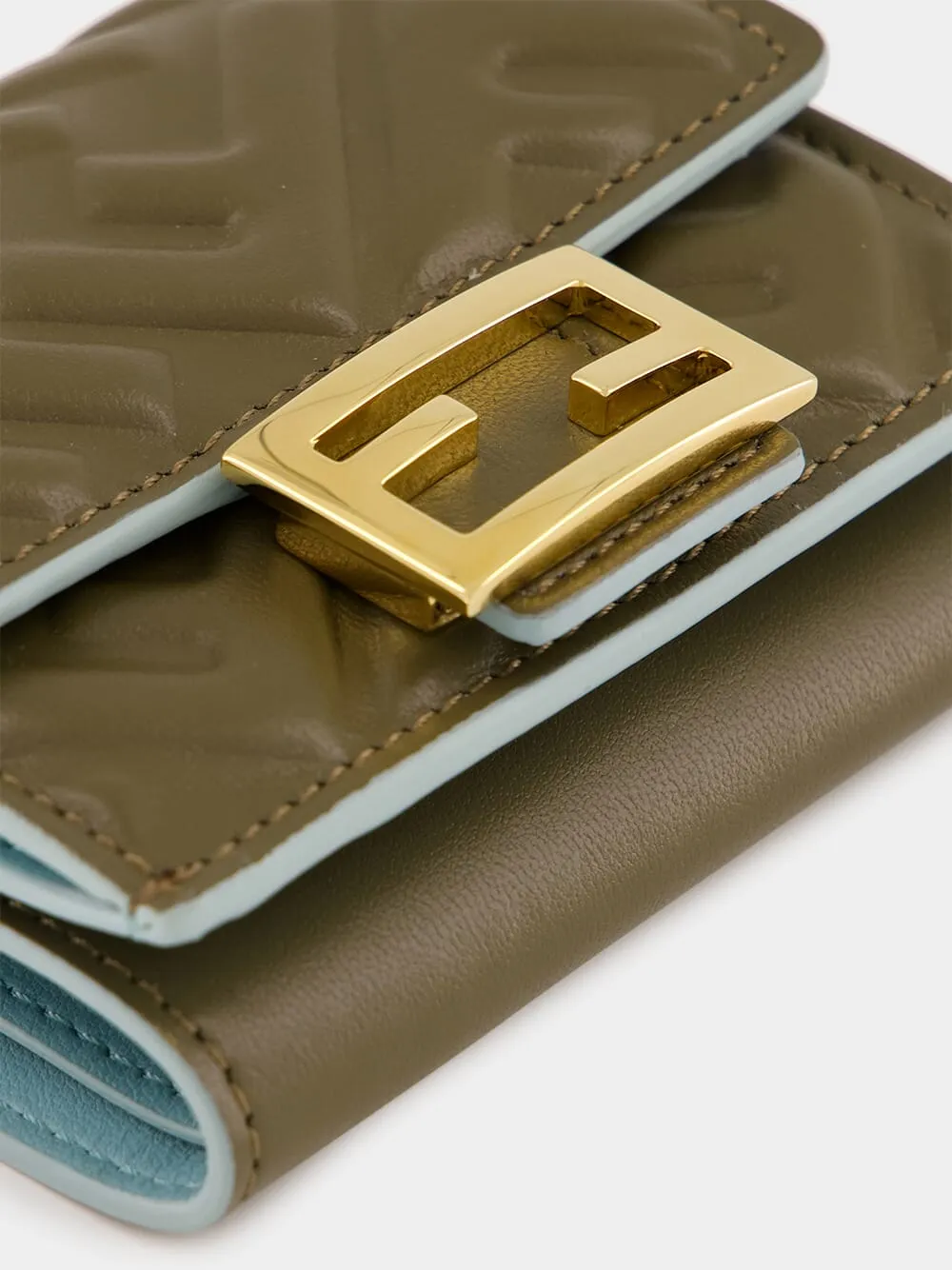 Olive Green Nappa Leather Baguette Wallet