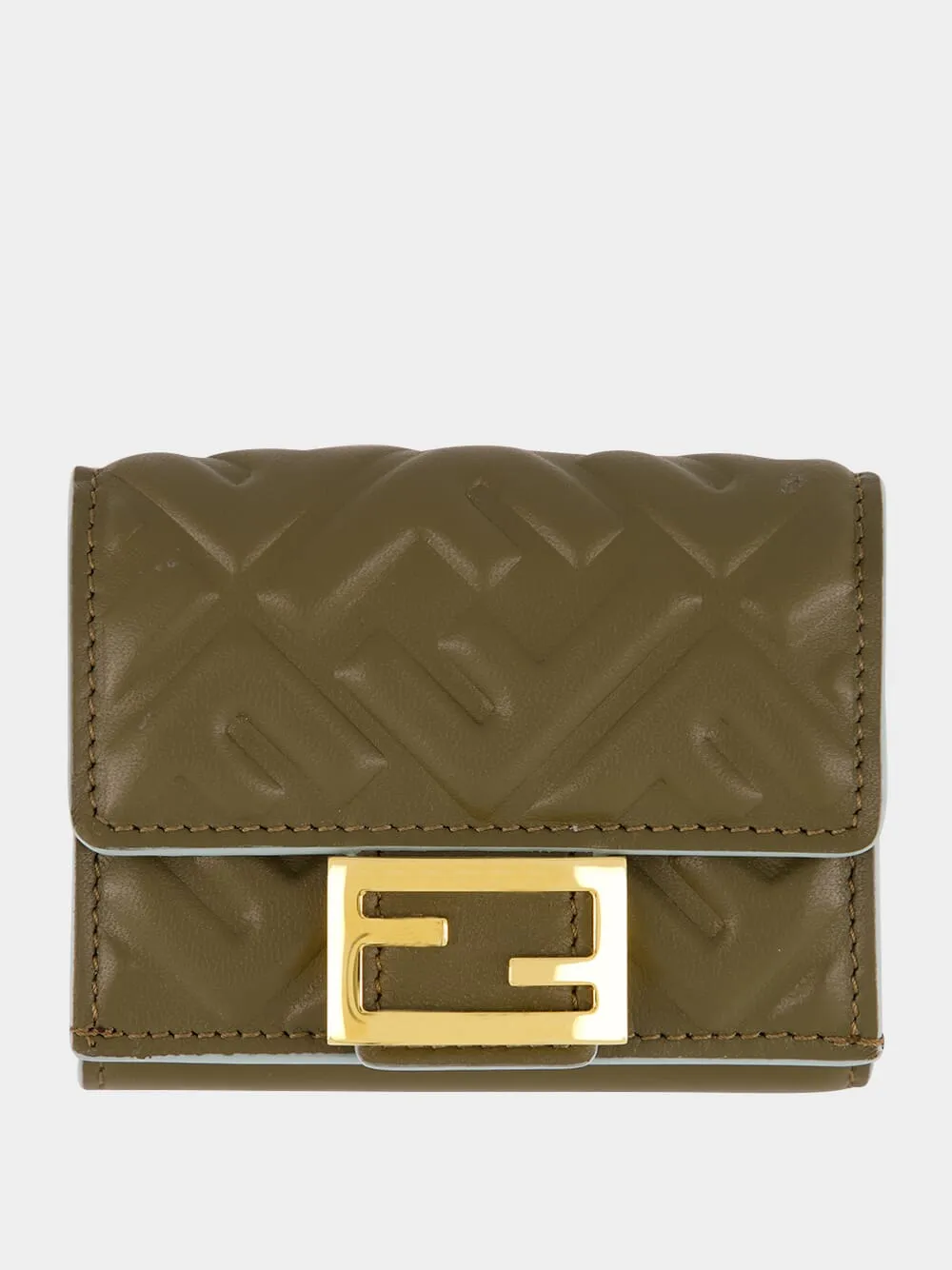 Olive Green Nappa Leather Baguette Wallet