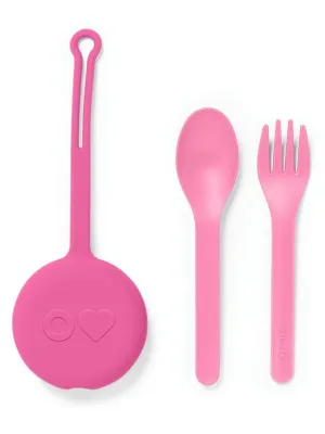 OmiePod & Fork, Spoon Set - Bubble Pink