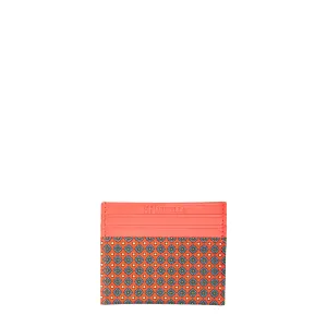 ORANGE LEATHER AND SILK CREDIT CARD HOLDER