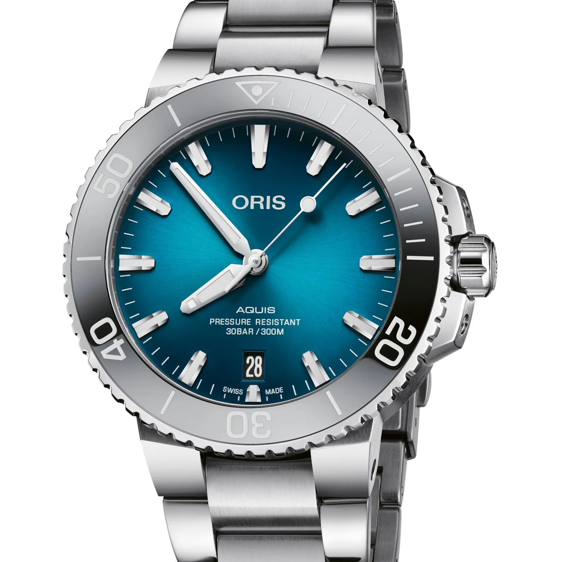 Oris Aquis Date Automatic Watch with Oceanic Blue Dial and Bracelet