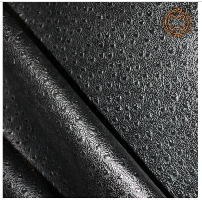 Ostrich Embossed Leather Black: Leather 3 .5- 4.0 oz. | 1.4 - 1.6 mm - Leather for Projects - Leathercraft